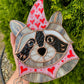 Large Valentine Raccoon Stained Glass Suncatcher