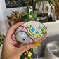 Mini Grey Rat and Blue Mushroom Stained Glass Suncatcher