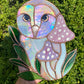 Pink and Purple Iridescent Owl Stained Glass Suncatcher