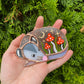 Mini Orange Mushroom Opossum Stained Glass Suncatcher