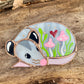 Mini Pink (ver 2) Valentine Sleepy Opossum Stained Glass Suncatcher