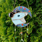Springtime Screamy Opossum Moon Stained Glass Suncatcher