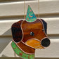Green Wizard Puppy Stained Glass Suncatcher