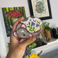 Mini Grey Rat and Purple Mushroom Stained Glass Suncatcher