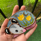 Mini Sleepy Yellow Tulip Opossum Stained Glass Ornament