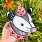 Valentine Opossum Stained Glass Suncatcher