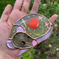 Sleepy Brown Tulip Rat Mini Stained Glass Ornament