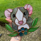 Flower Dumbo Rat Stained Glass Suncatcher
