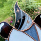 Black and White Wizard Opossum Stained Glass Suncatcher