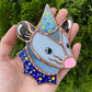 Blue Party Opossum Mini Stained Glass Suncatcher