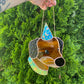 Green Wizard Puppy Stained Glass Suncatcher