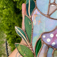 Pink and Purple Iridescent Owl Stained Glass Suncatcher