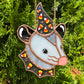 Mini Candycorn Wizard Opossum Stained Glass Suncatcher