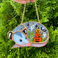 Stacked Pumpkins Sleepy Opossum Mini Stained Glass Suncatcher