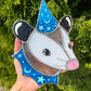 Dreamy Blue Wizard Opossum Stained Glass Suncatcher