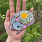 Sleepy Grey/White Tulip Rat Mini Stained Glass Ornament