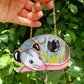 Sleepy Black Tulip Opossum Stained Glass Ornament