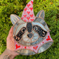 Large Valentine Raccoon Stained Glass Suncatcher