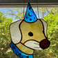 Blue Wizard Puppy Stained Glass Suncatcher