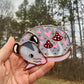 Mini Red (ver 2) Valentine Sleepy Opossum Stained Glass Suncatcher