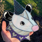Cosmic Heart Wizard Opossum Stained Glass Suncatcher