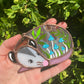 Blue Mushroom Forest Opossum Mini Stained Glass Suncatcher