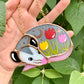 Sleepy Tulip Field Opossum Stained Glass Ornament