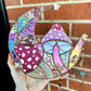 Magenta Mushroom Moon Stained Glass Suncatcher