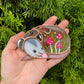 Mini Pink Mushroom Opossum Stained Glass Suncatcher