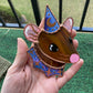 Mini Brown and Blue Wizard Rat Stained Glass Ornament