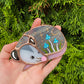 Mini Blue Mushroom Opossum Stained Glass Suncatcher