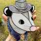 Purple Cowboy Opossum Stained Glass Suncatcher