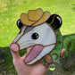 Green Celestial Screamy Cowboy Opossum Stained Glass Suncatcher