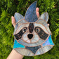 Large Blue Van Gogh Wizard Raccoon Stained Glass Suncatcher
