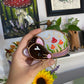 (stars) Mini Brown Rat and Red Mushroom Stained Glass Suncatcher