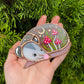 Mini Pink Mushroom Opossum Stained Glass Suncatcher