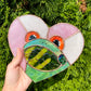 (discounted due to crack) Iridescent Lovely Frog Stained Glass Suncatcher