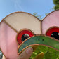 (discounted due to crack) Iridescent Lovely Frog Stained Glass Suncatcher