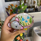 Mini Grey Rat and Blue Mushroom Stained Glass Suncatcher
