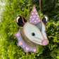 Purple and Pink Heart Opossum Stained Glass Suncatcher