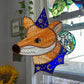 Royal Blue Wizard Fox Stained Glass Suncatcher