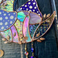 Blue Violet Mushroom Moon Stained Glass Suncatcher