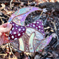 Magenta Mushroom Moon Stained Glass Suncatcher