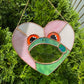 (discounted due to crack) Iridescent Lovely Frog Stained Glass Suncatcher