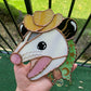 Green Celestial Screamy Cowboy Opossum Stained Glass Suncatcher