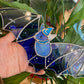 Blue Swirl Wizard Bat Stained Glass Suncatcher