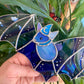 Blue Swirl Wizard Bat Stained Glass Suncatcher