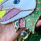 Green Celestial Screamy Cowboy Opossum Stained Glass Suncatcher