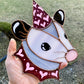 Sparkly Pink Lovely Opossum Stained Glass Suncatcher