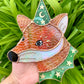 Swirly Green Aventurine Wizard Fox Stained Glass Suncatcher